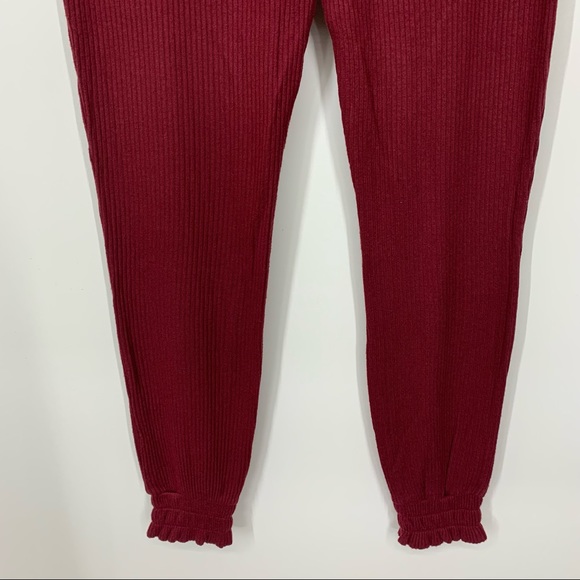 Scoop Maroon Red Cozy Soft Ribbed Pajama Set Shirt & High Waisted Jogger New Nwt - Picture 12 of 16